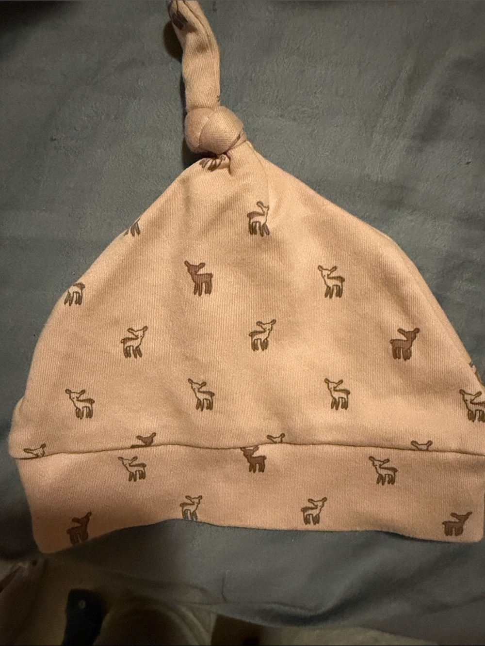 Pehr Baby Hat in Blush with Deer Motif